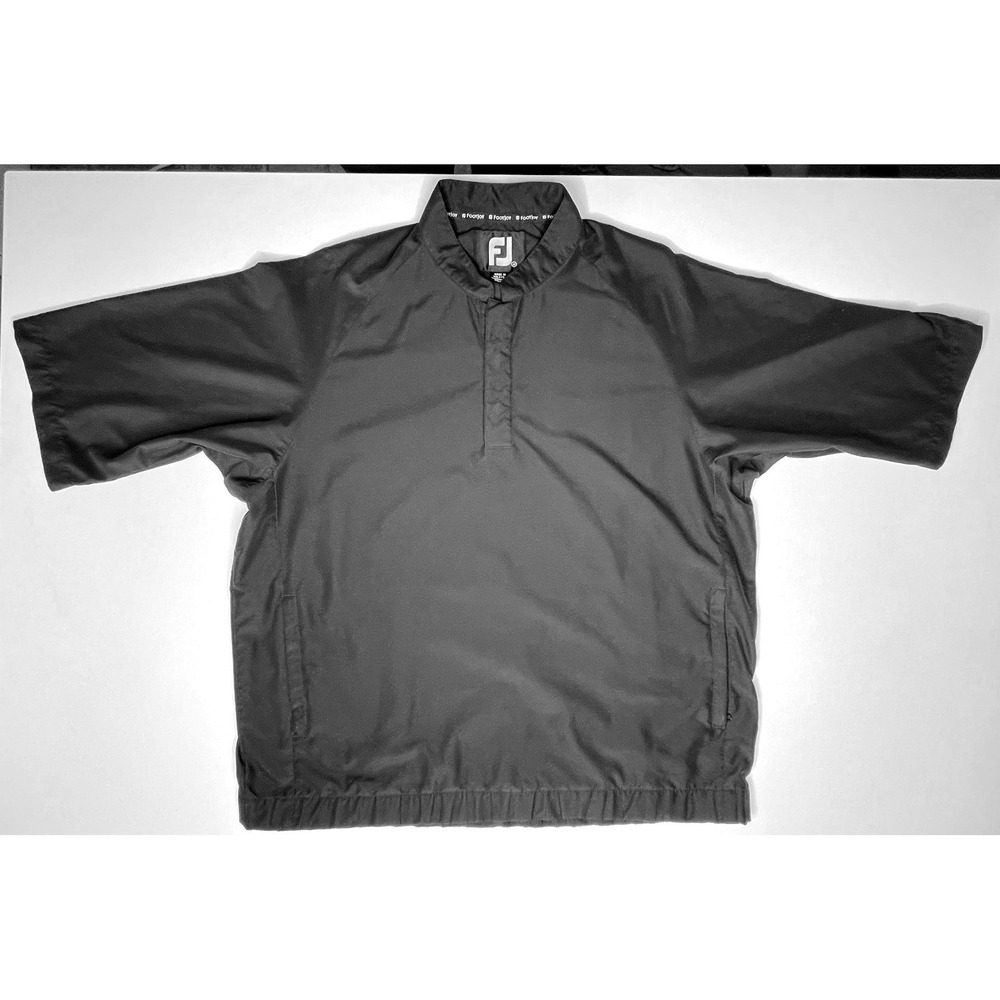 FootJoy Mens Short Sleeve Golf Windshirt Black Pullover Windbreaker Medium